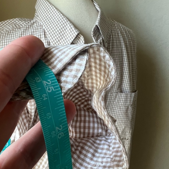 NWOT Roper XL tan and white Long Sleeve Button Up - Picture 7 of 8